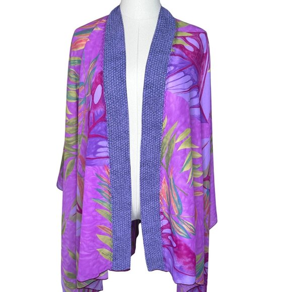 NWT Soo Hoo Artist Made Scarf Kimono Wrap Shawl Original Unique Vibrant Flowy - Picture 1 of 8